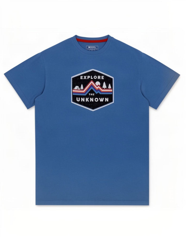 T-shirt grafica da uomo Mountain Warehouse Top in cotone blu medio