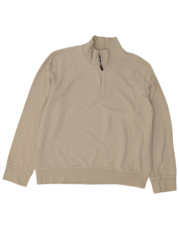 EDDIE BAUER Felpa con collo con zip da uomo Maglione XL Cotone beige