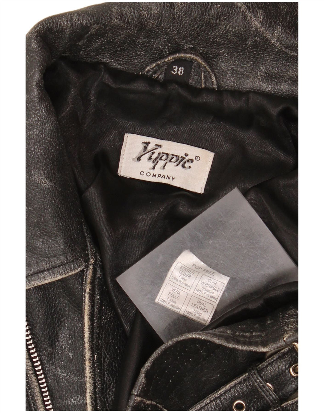 Giacca da motociclista in pelle corta da donna Yuppie EU 38 pelle nera media