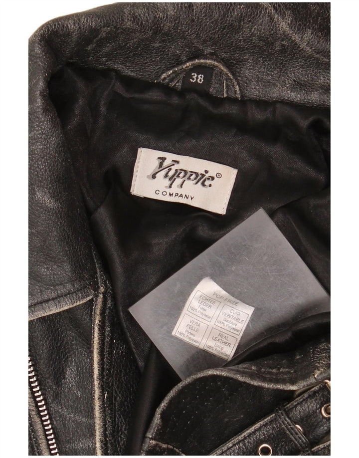 Giacca da motociclista in pelle corta da donna Yuppie EU 38 pelle nera media