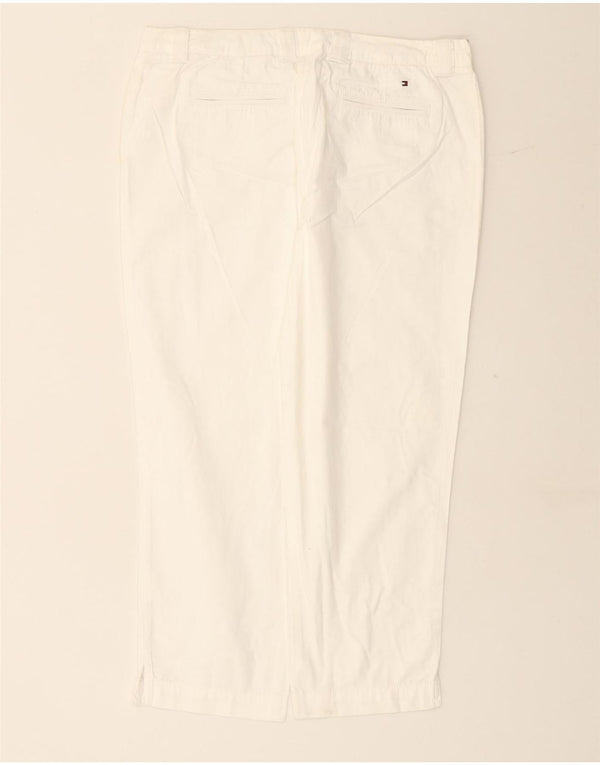TOMMY HILFIGER Pantaloni capri dritti da donna UK 10 W27 L24 Cotone bianco
