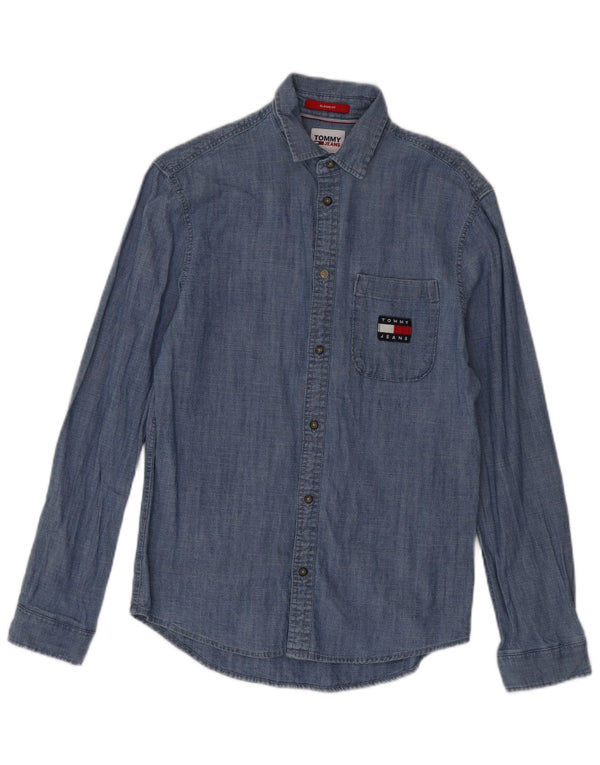 Camicia da uomo Classic Fit Tommy Hilfiger XS in cotone blu