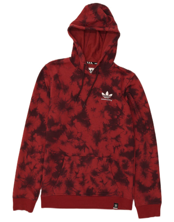 Maglione con cappuccio Adidas Climalite da uomo XS rosso in cotone tie-dye