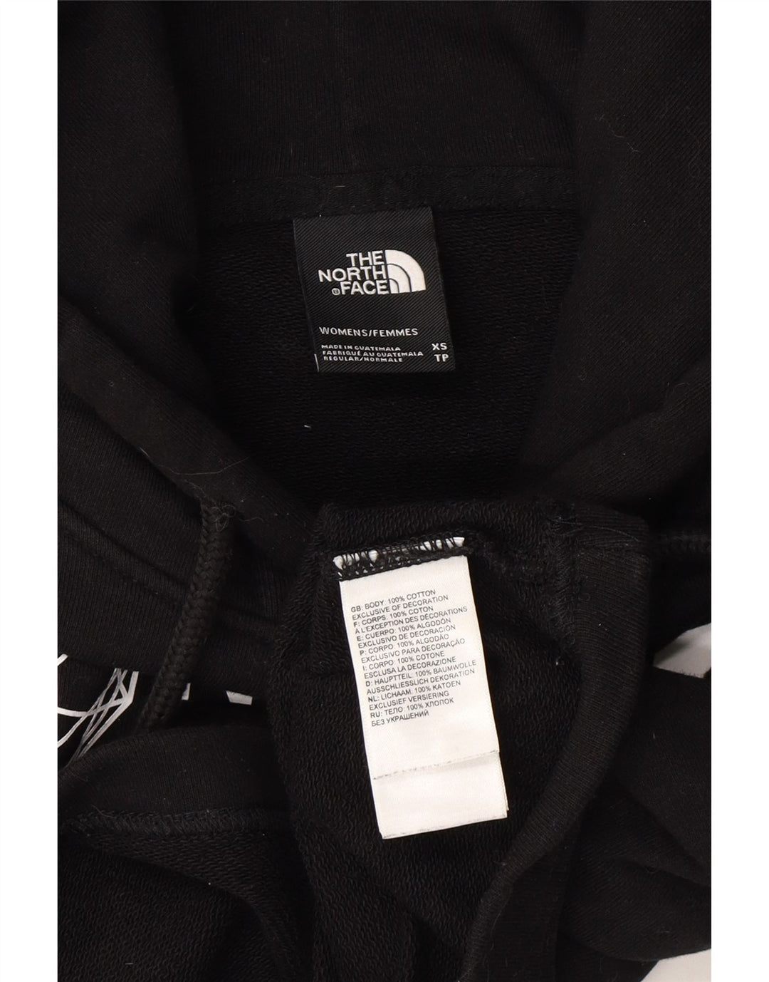 THE NORTH FACE Maglione da donna con cappuccio grafico oversize corto UK 6 XS Nero