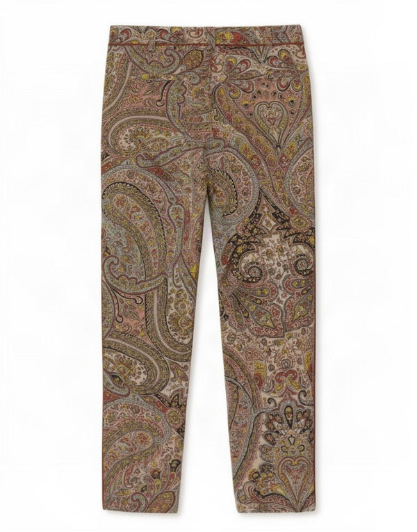 Pantaloni cropped slim da donna Sisley IT 42 Medium W32 L26 Verde Paisley
