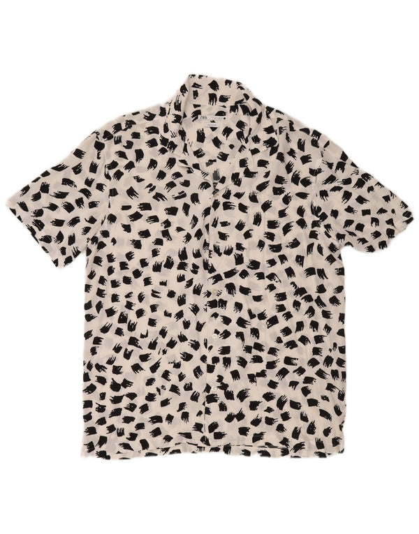 Camicia Zara da uomo a maniche corte, vestibilità regolare, ampia, in viscosa bianca screziata