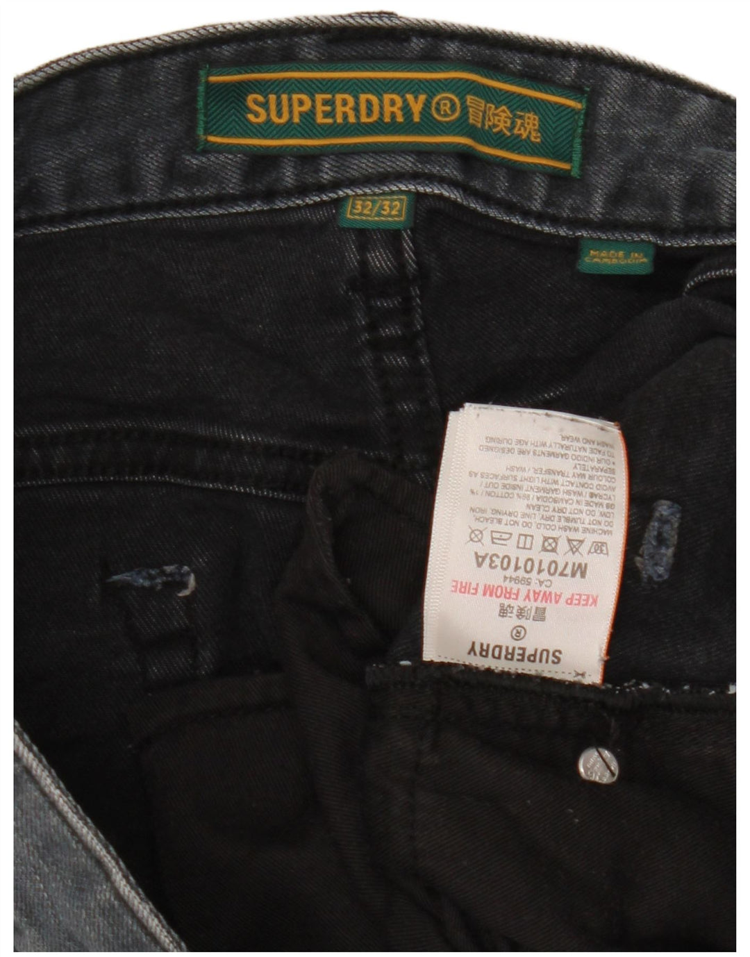 Jeans slim da uomo Superdry W32 L32 cotone grigio