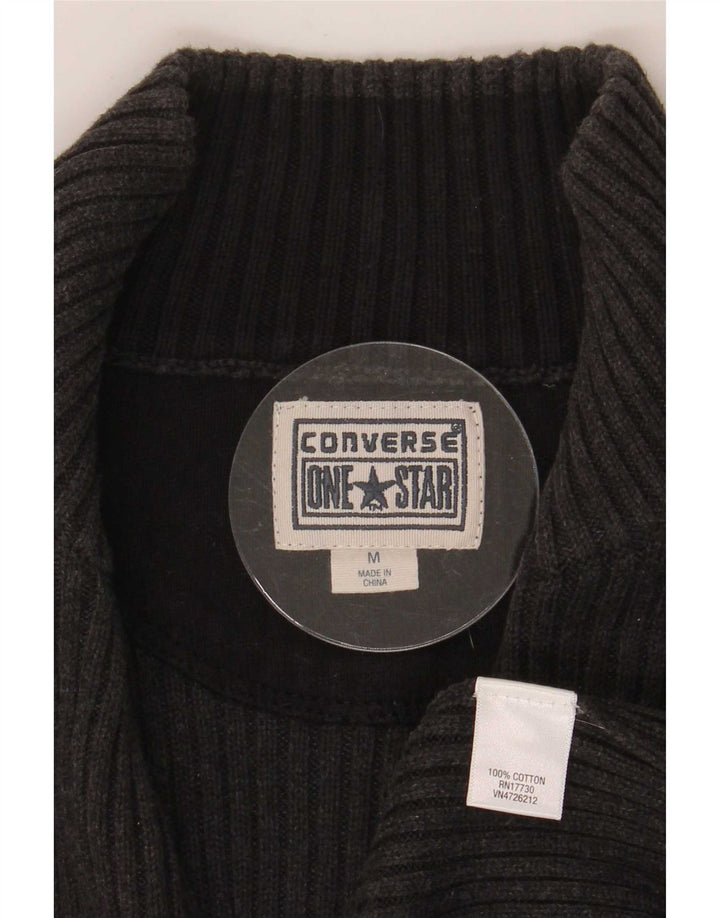 Maglione Converse da uomo con zip e collo in cotone grigio medio