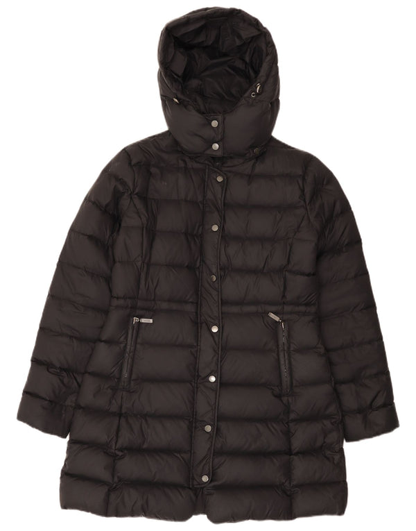 Cappotto imbottito con cappuccio da donna Benetton UK 14 medio nero in poliammide