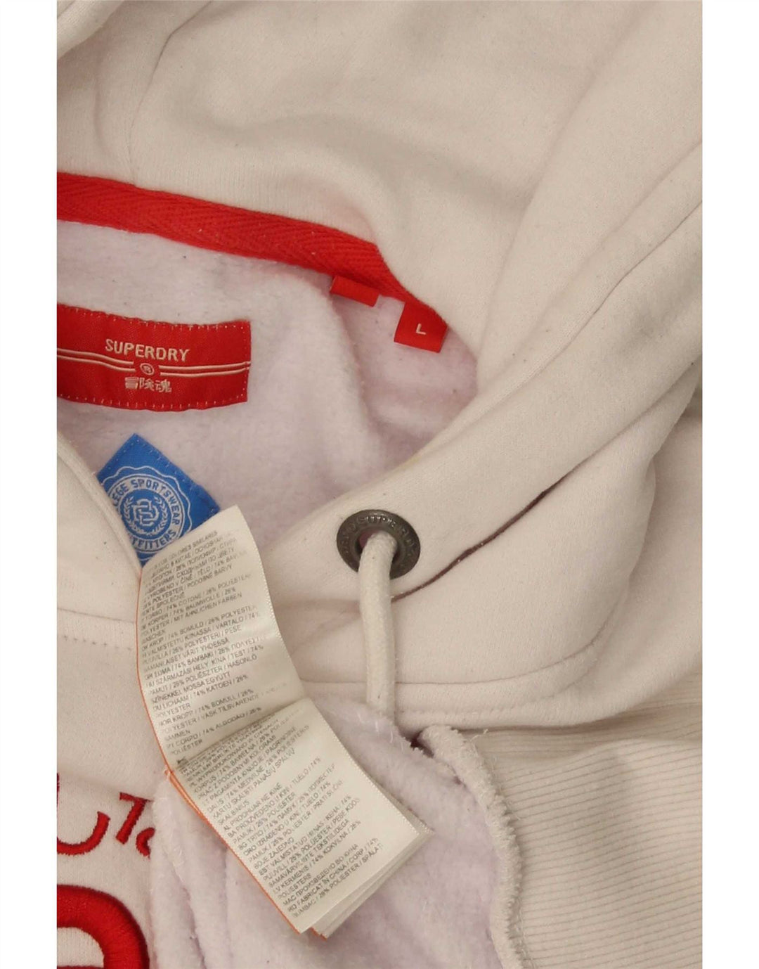 Maglione con cappuccio grafico da uomo Superdry grande in cotone bianco