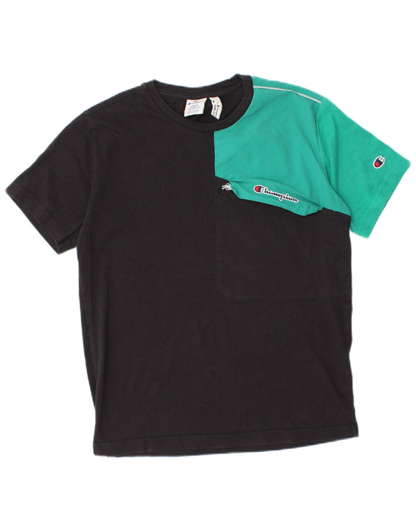 T-shirt da uomo Champion Top Small in cotone color block nero