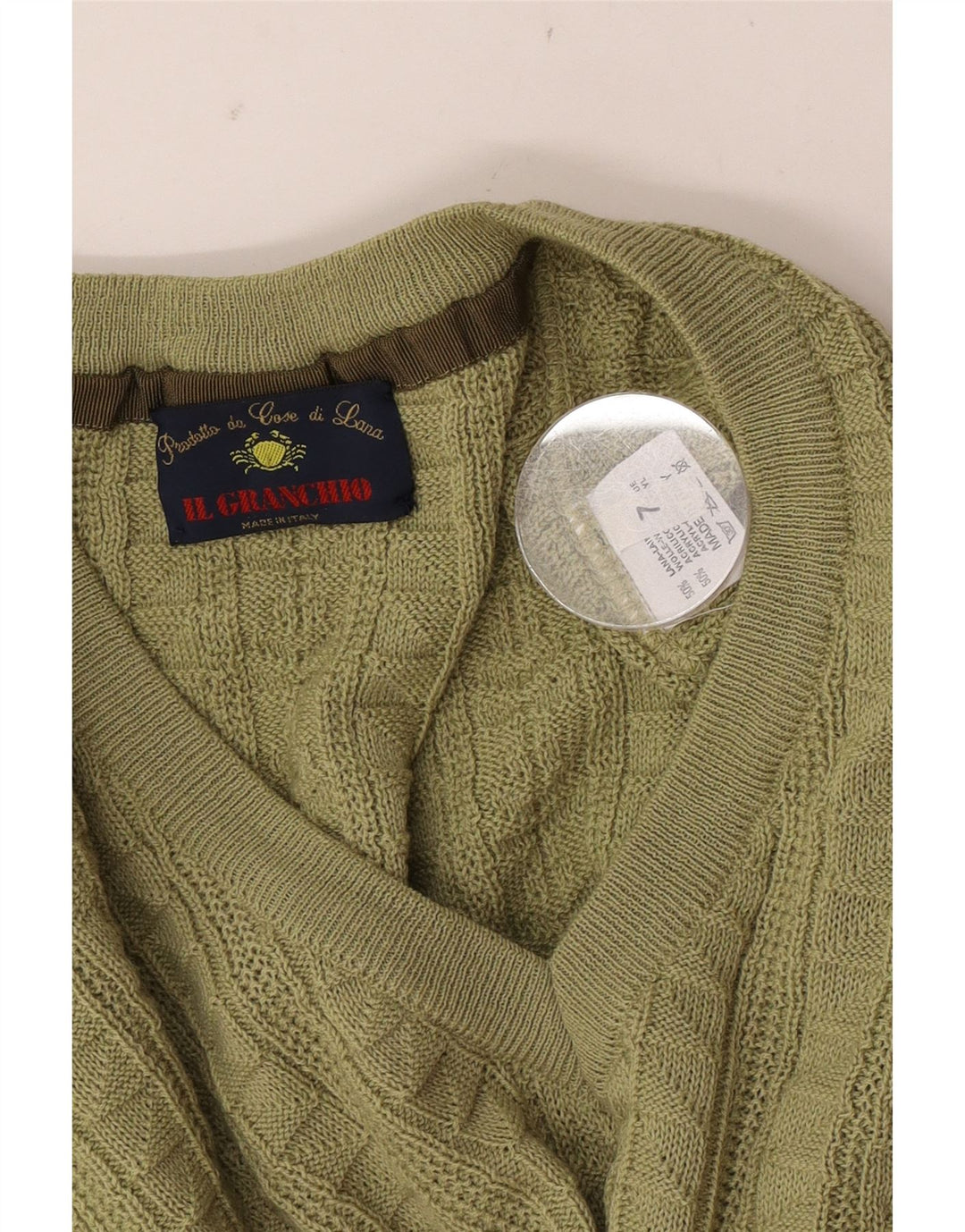 Maglione da uomo con scollo a V Il Granchio Lana verde grande