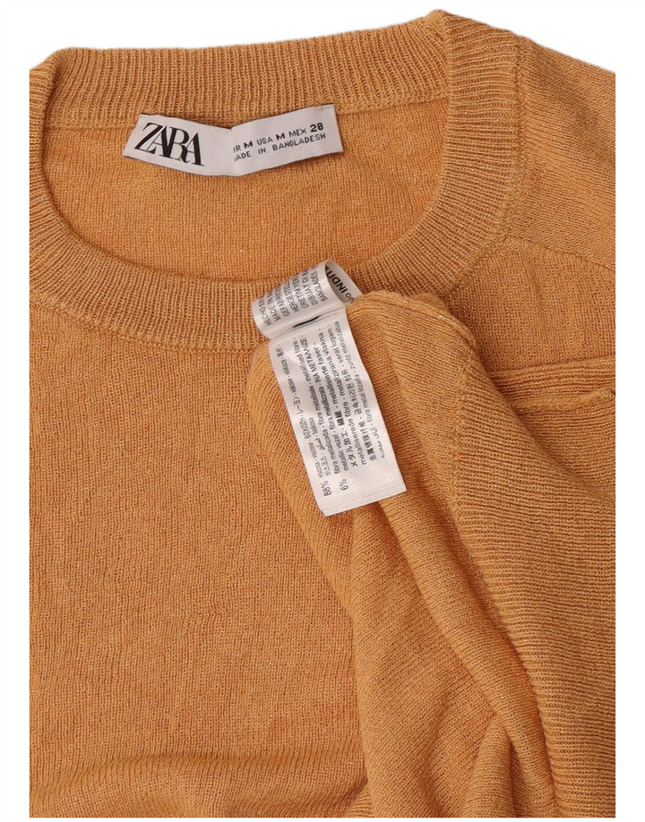 Maglione maglione girocollo da donna Zara UK 12 Viscosa arancione medio