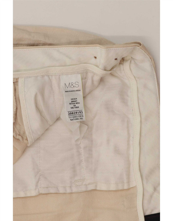 Pantaloncini chino da uomo Marks & Spencer W42 XL Lino beige