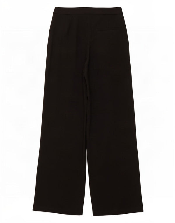 Pantaloni a gamba larga a vita alta da donna Zara UK 8 piccoli W26 L30 poliestere nero