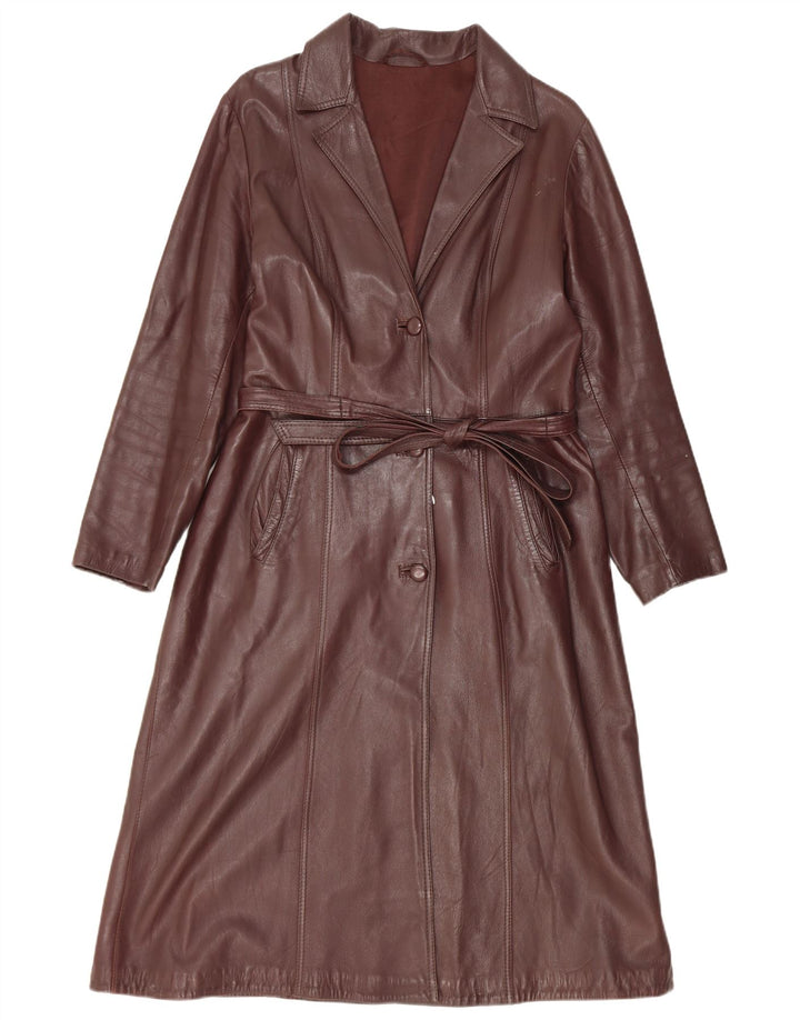 Cappotto in pelle da donna vintage UK 14 Pelle bordeaux media