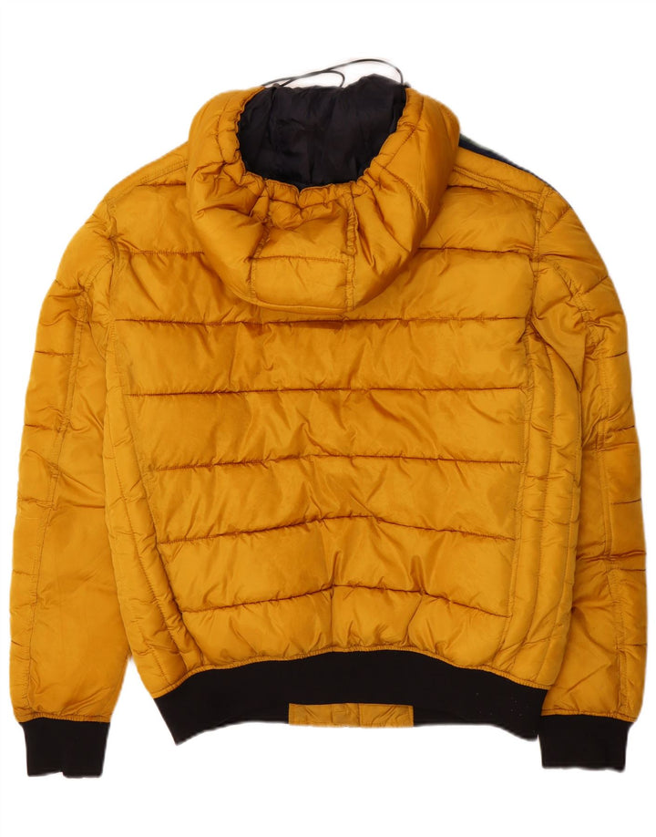 Giacca imbottita con cappuccio da uomo Zara UK 38 Poliestere color block giallo medio
