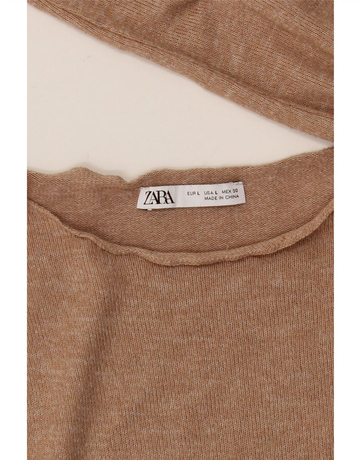Top Zara da donna a maniche lunghe UK 16 grande beige