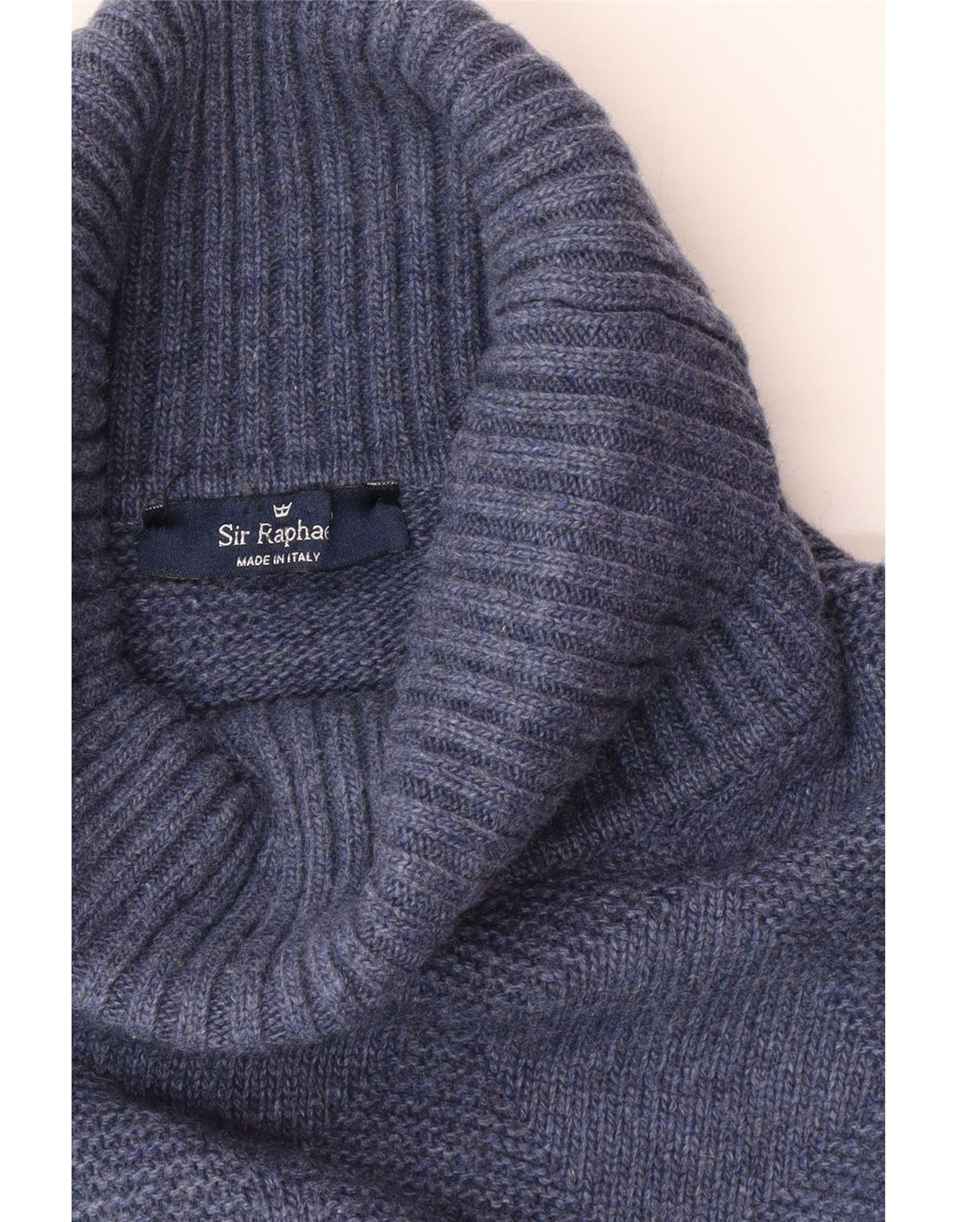 SIR RAPHAEL Maglione maglione da donna con collo alto UK 20 2XL Lana blu navy