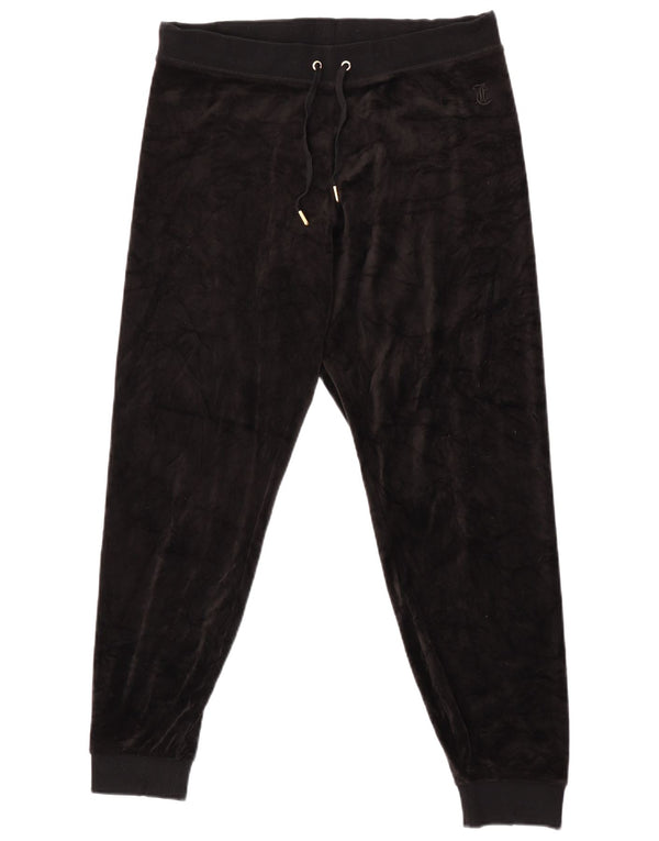 Juicy Couture Pantaloni da tuta in velluto da donna Joggers UK 16 Large Nero