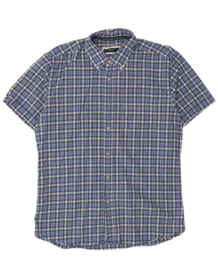 Camicia a maniche corte da uomo North Sails in cotone a quadri blu grandi