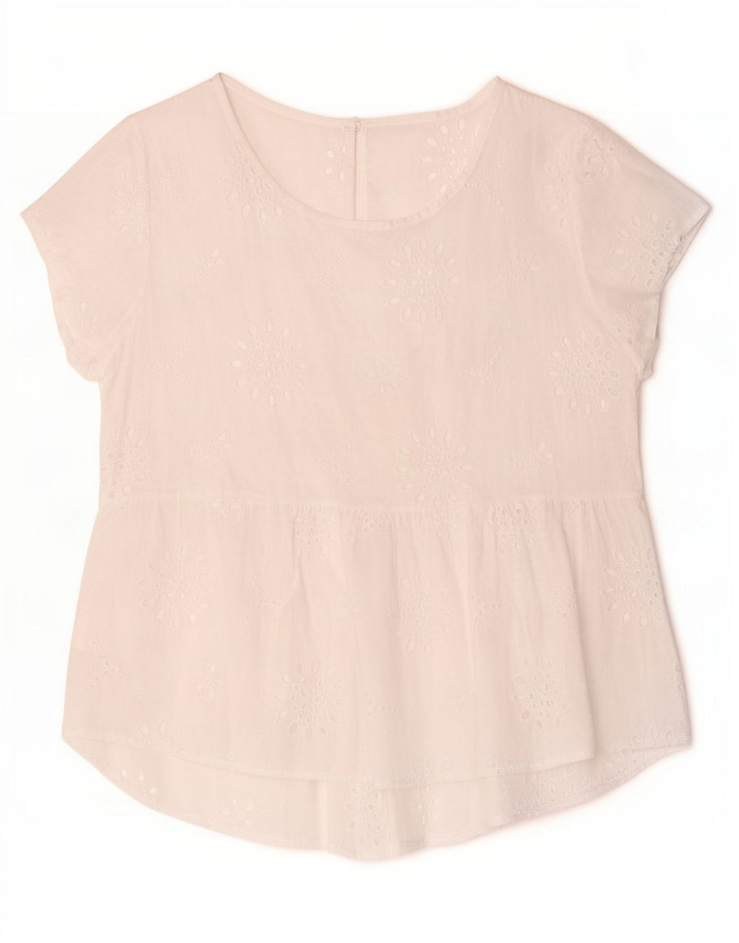 Top camicetta da donna vintage UK 14 bianco medio