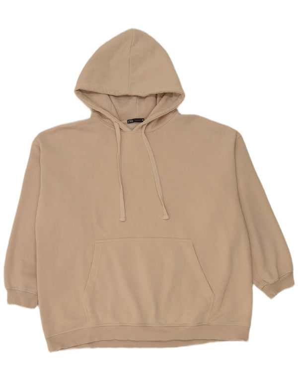 Maglione oversize con cappuccio da donna Zara UK 14 Cotone beige medio