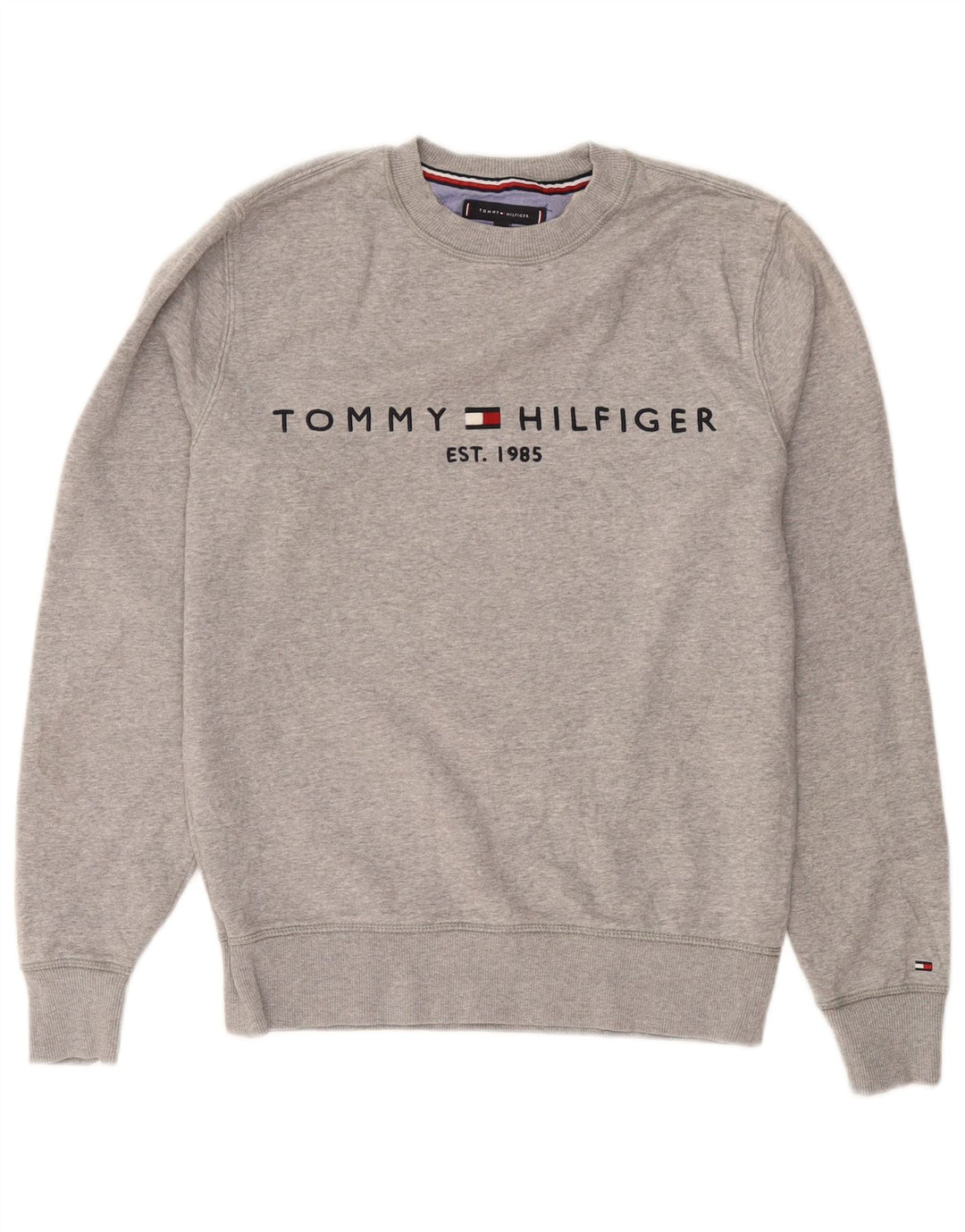 Tommy Hilfiger Uomo Felpa grafica Maglione Cotone chiazzato grigio medio