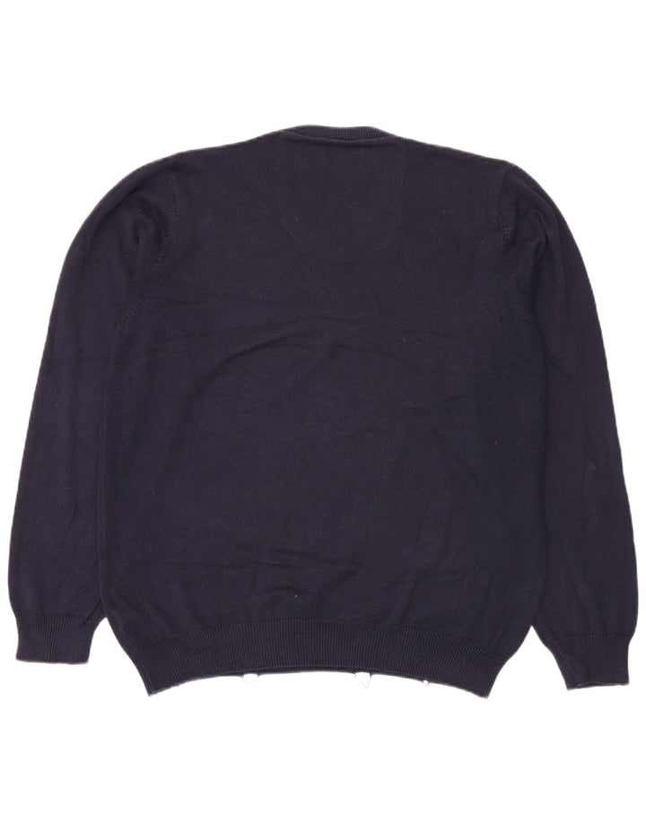 Maglione da uomo con scollo a V Marks & Spencer grande in cotone blu navy