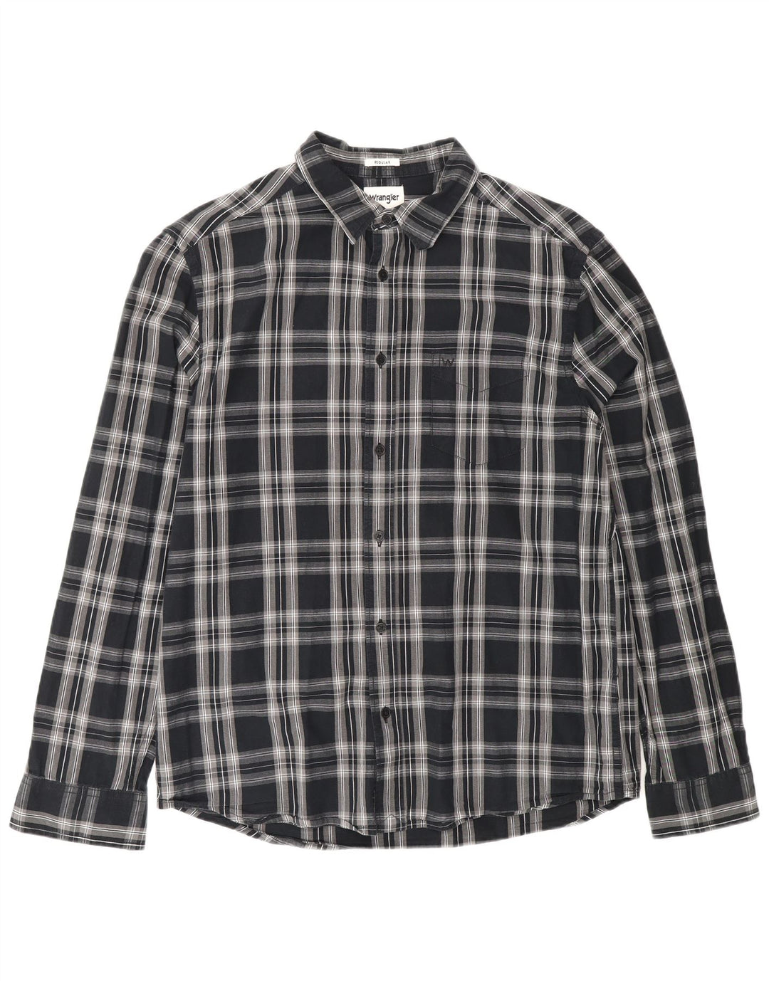 Camicia da uomo in flanella vestibilità regolare Wrangler, cotone a quadri nero medio