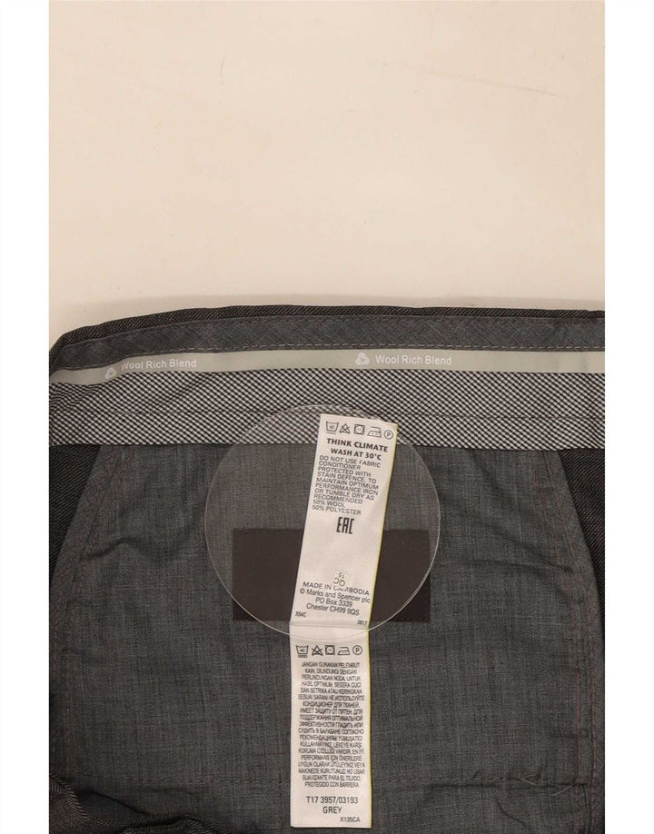 Pantaloni da abito vestibilità regolare da uomo Marks & Spencer W34 L29 Lana grigia