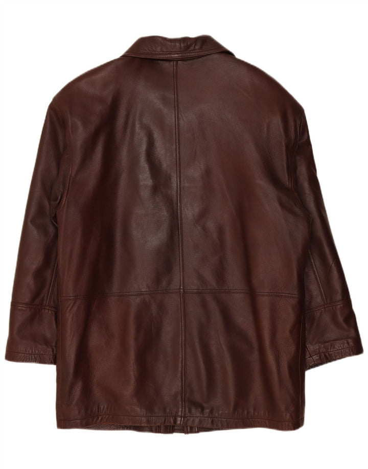 Cappotto in pelle vintage da uomo UK 38 Borgogna medio
