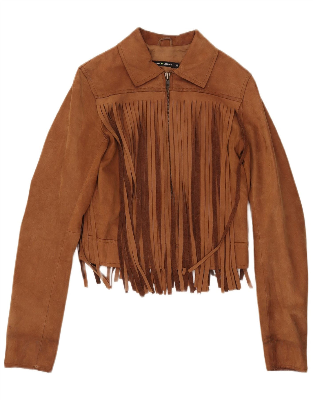 Giacca Dkny da donna in pelle scamosciata corta UK 6 XS in pelle beige