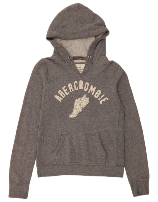 Maglione con cappuccio grafico da donna Abercrombie & Fitch UK 12 Cotone grigio medio
