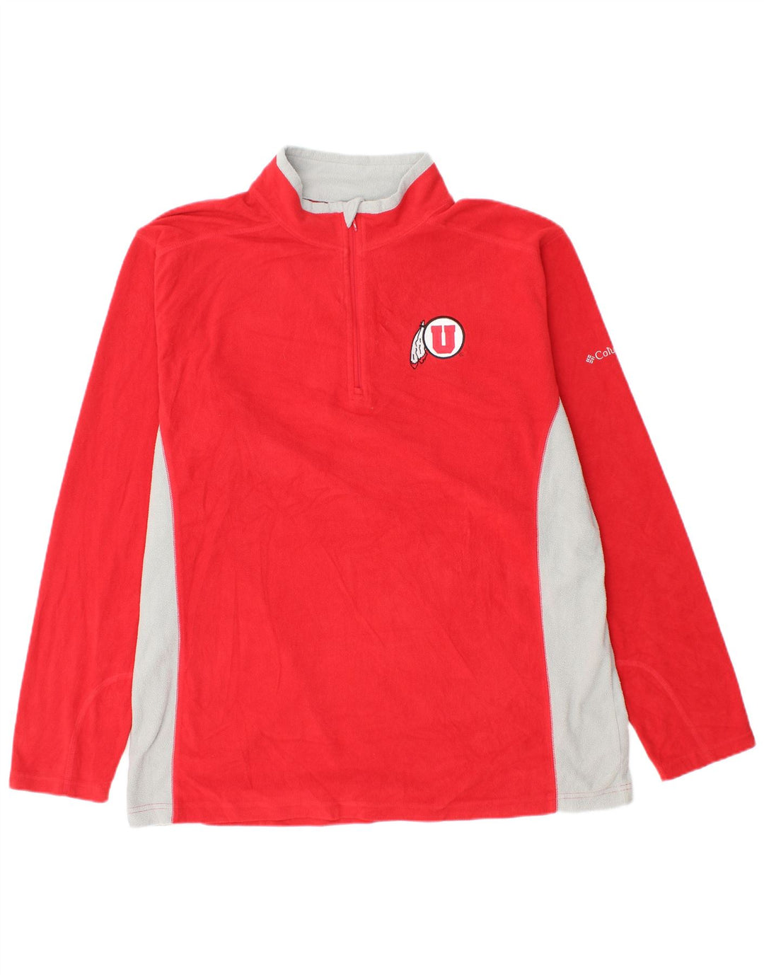 Maglione in pile da uomo con zip e collo COLUMBIA XL rosso in poliestere color block