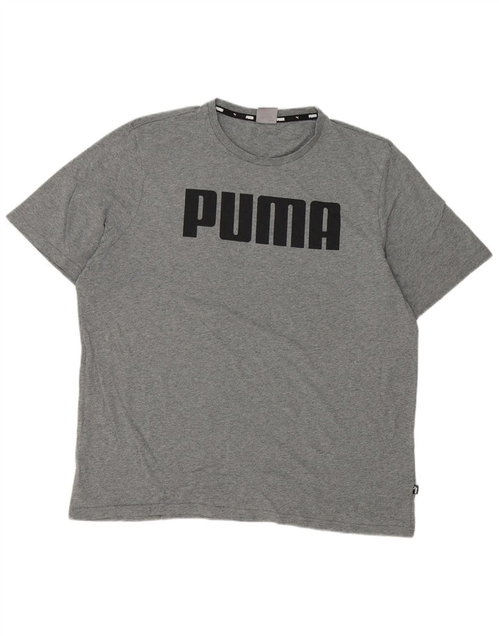 T-shirt grafica da uomo Puma Top XL in cotone grigio
