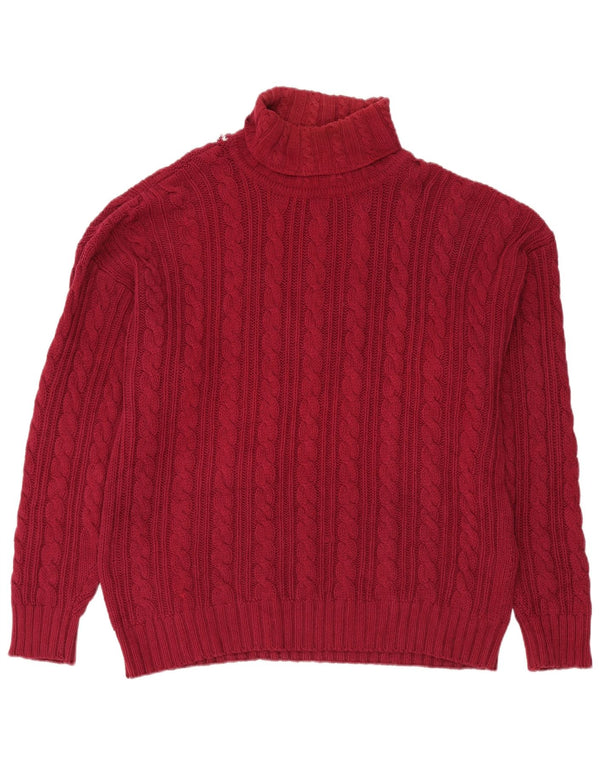 Eddie Bauer Maglione da uomo con collo alto e maglione grande in cotone rosso