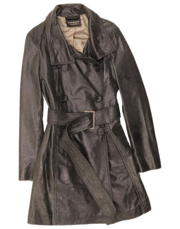 Cappotto in pelle trench da donna Oakwood UK 14 medio nero