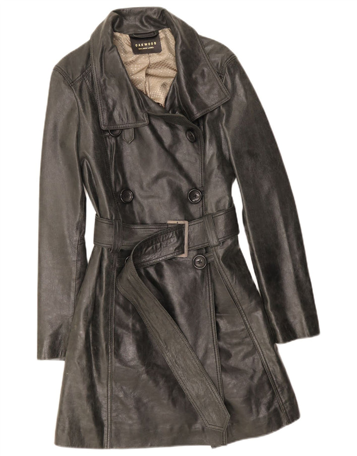 Cappotto in pelle trench da donna Oakwood UK 14 medio nero