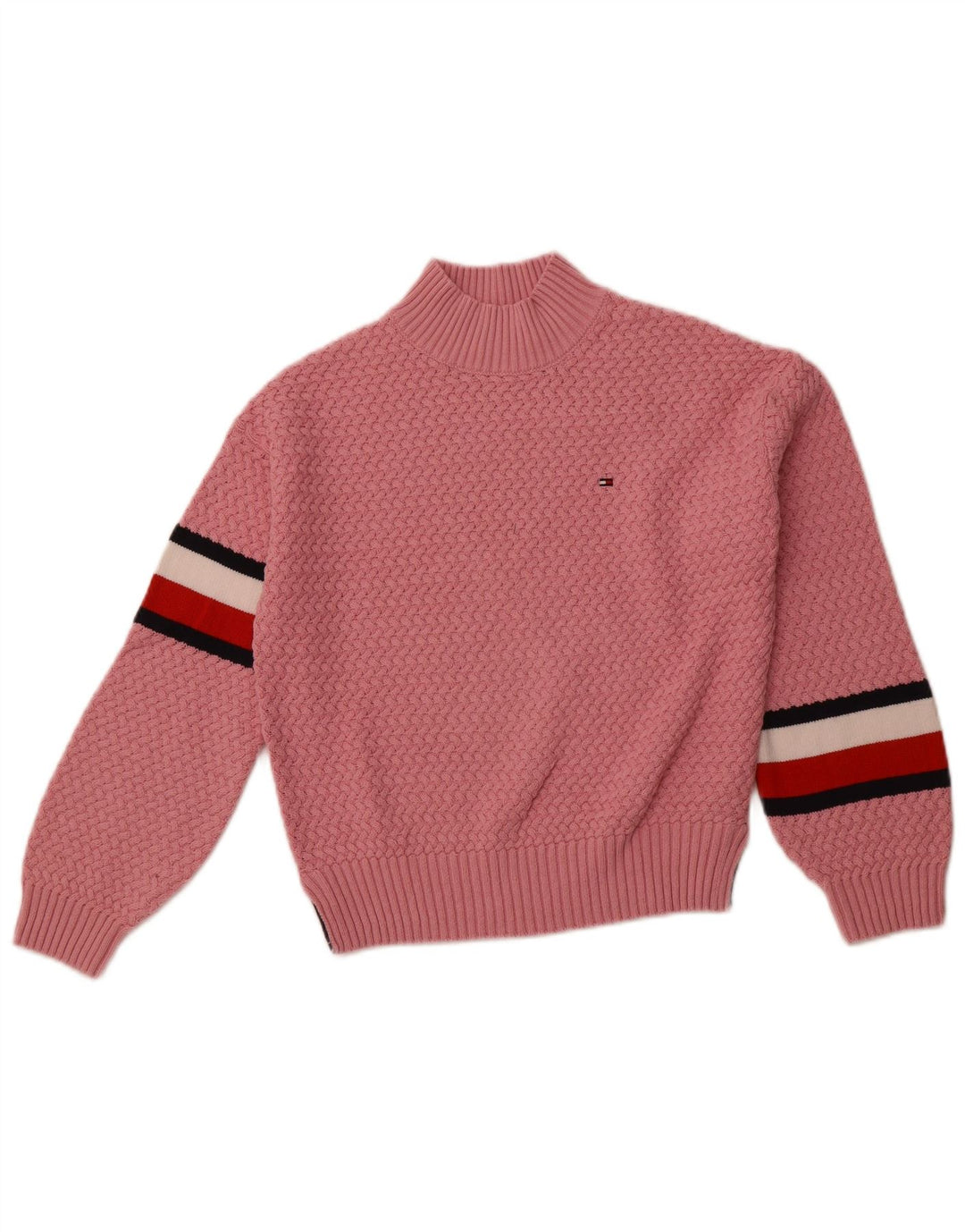 TOMMY HILFIGER Maglione maglione collo alto per ragazze 11-12 anni a righe rosa