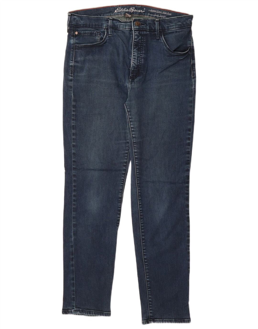 Jeans dritti a vita alta da donna EDDIE BAUER US 14 XL W32 L29 Blu