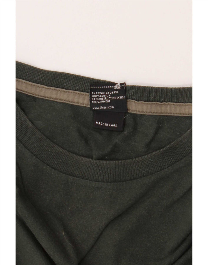 Diesel Top da uomo a maniche lunghe in cotone verde medio