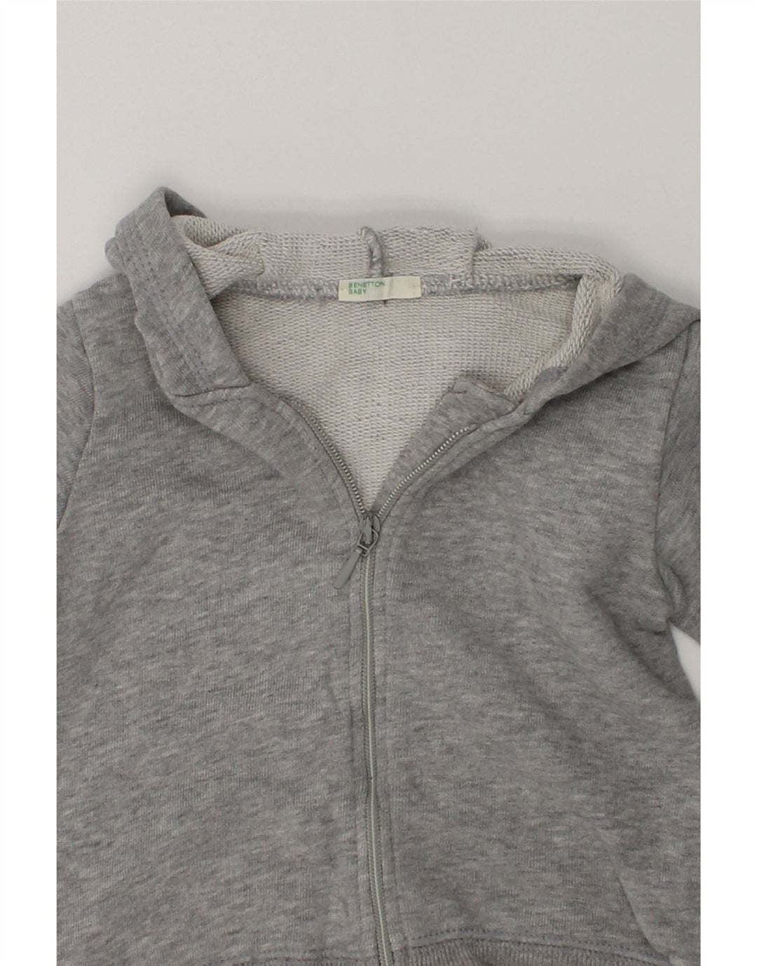 BENETTON Baby Boys Zip Hoodie Sweater 6-9 Months Grey Cotton | Vintage Benetton | Thrift | Second-Hand Benetton | Used Clothing | Messina Hembry 