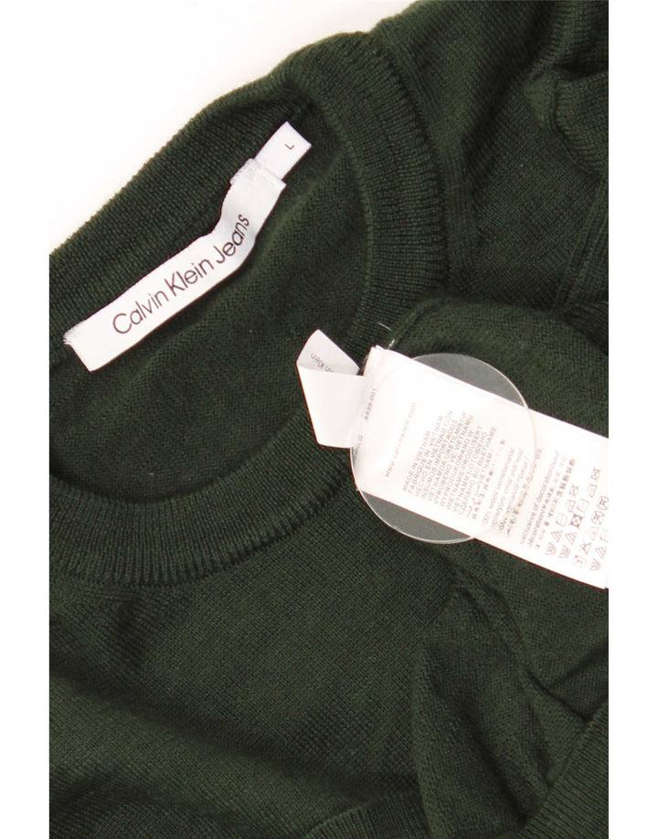 Calvin Klein Jeans da uomo maglione girocollo maglione grande lana kaki