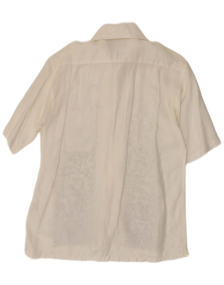 Camicia a maniche corte da uomo islandese Lino geometrico bianco medio