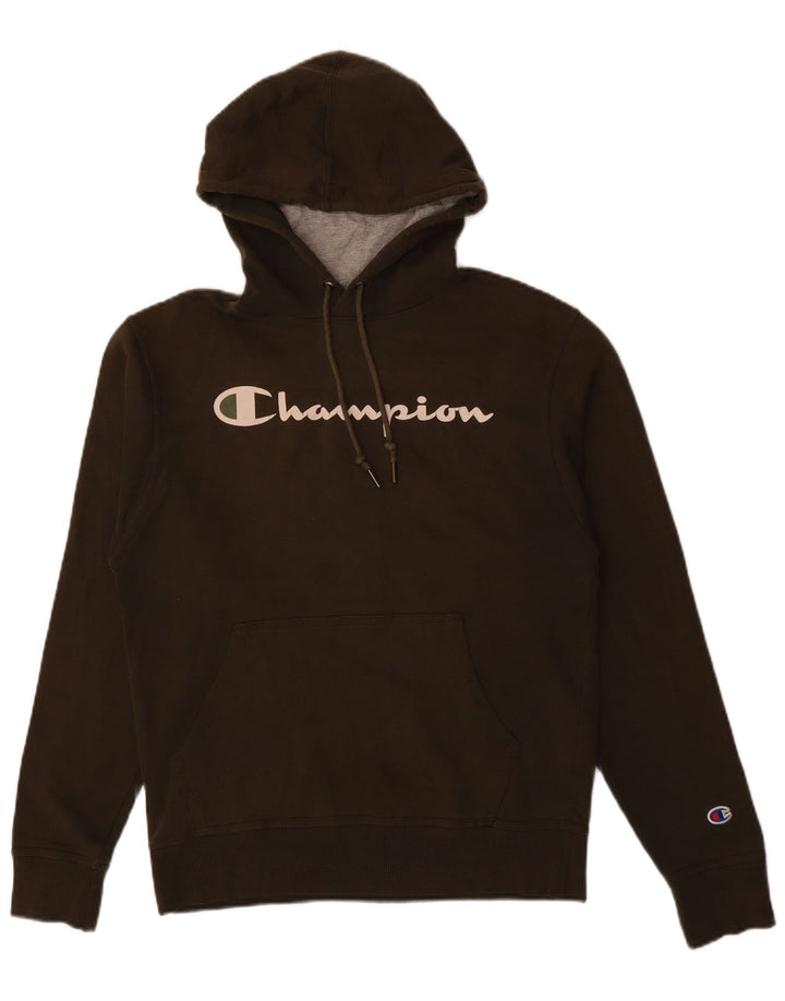 Felpa con cappuccio grafica da uomo Champion piccola in cotone kaki