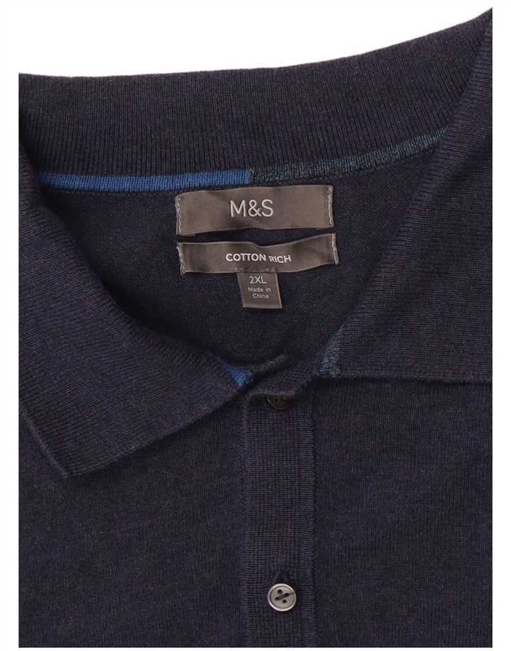 Maglione maglione collo alto da uomo Marks & Spencer 2XL cotone blu navy