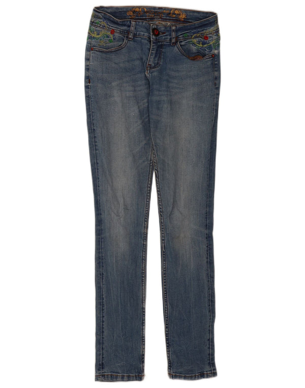 Jeans skinny grafici da donna Desigual W24 L31 cotone floreale blu