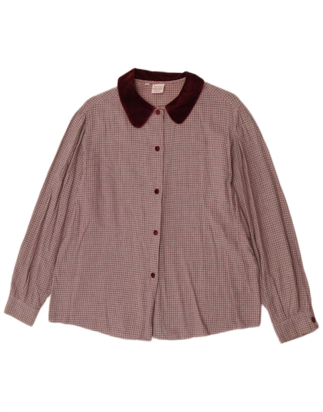 Camicia da donna Benetton UK 14 pied de poule bordeaux medio