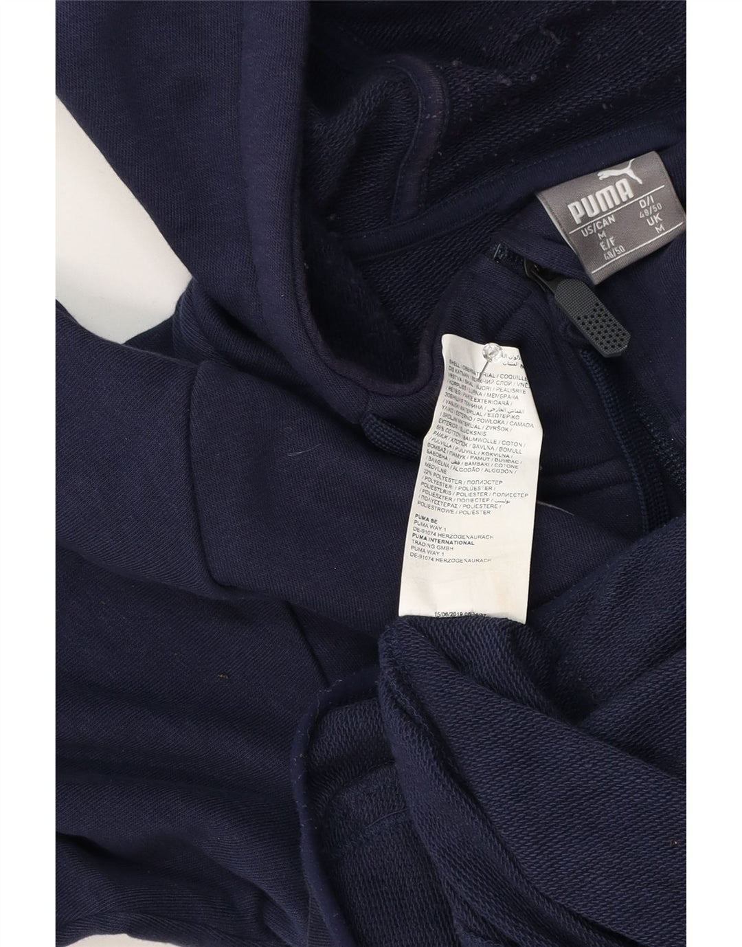 Felpa con cappuccio e zip da uomo Puma in cotone blu navy medio